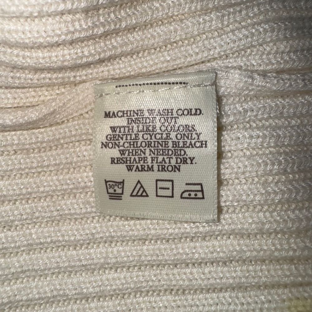 Perry Ellis Anniversary Collection Women's Cream Ribbed Knit Sweater L - Picture 6 of 7